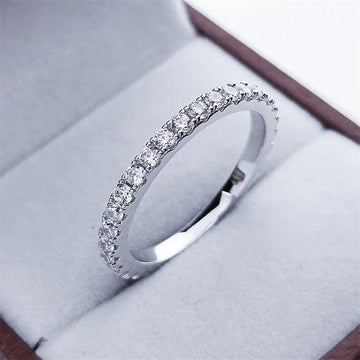 Alluring 2mm D Color Moissanite Diamonds Wedding Engagement Eternity Rings - 925 Sterling Silver Rings For Women - The Jewellery Supermarket